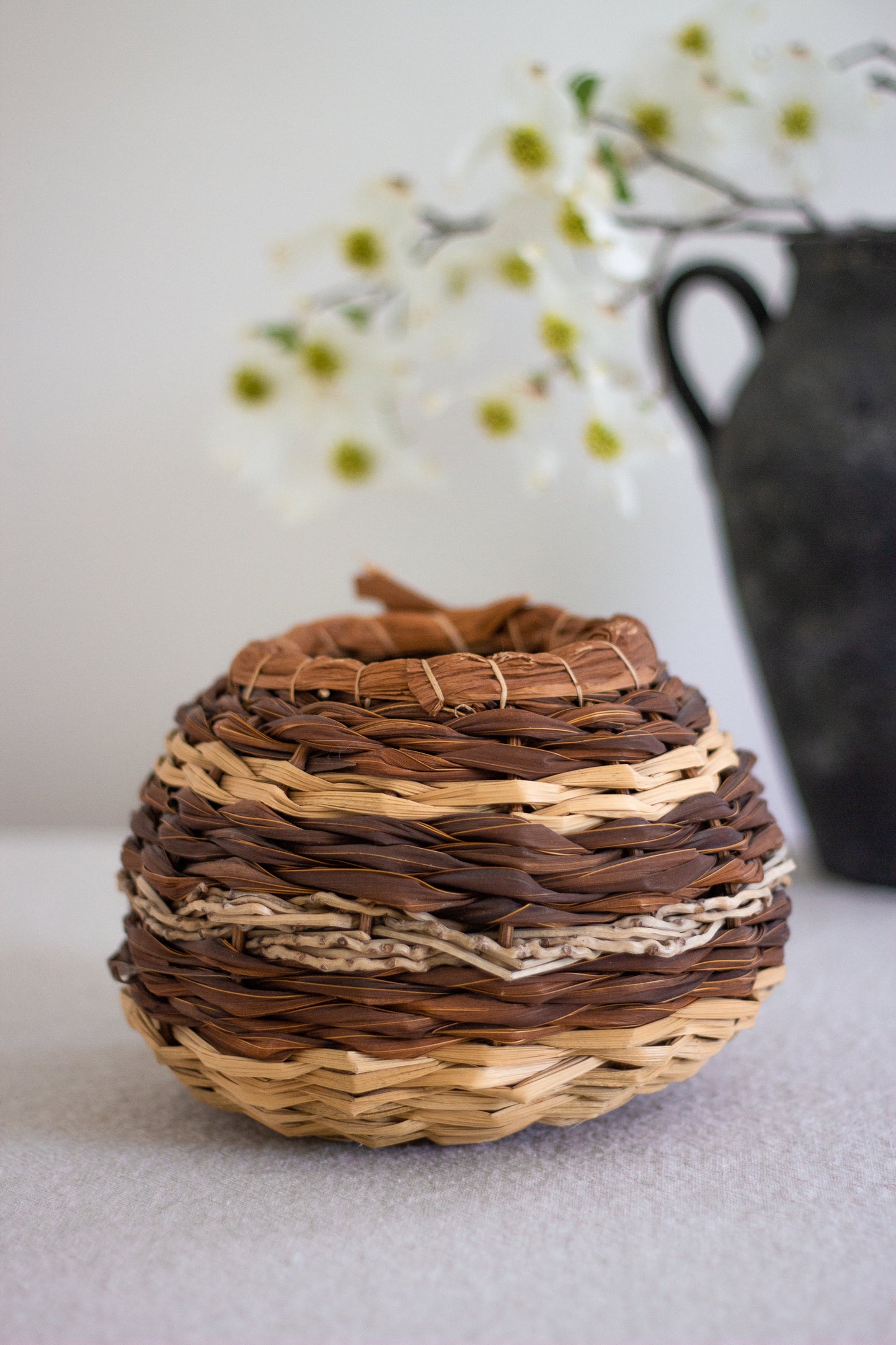 Round Woven Basket Vessel