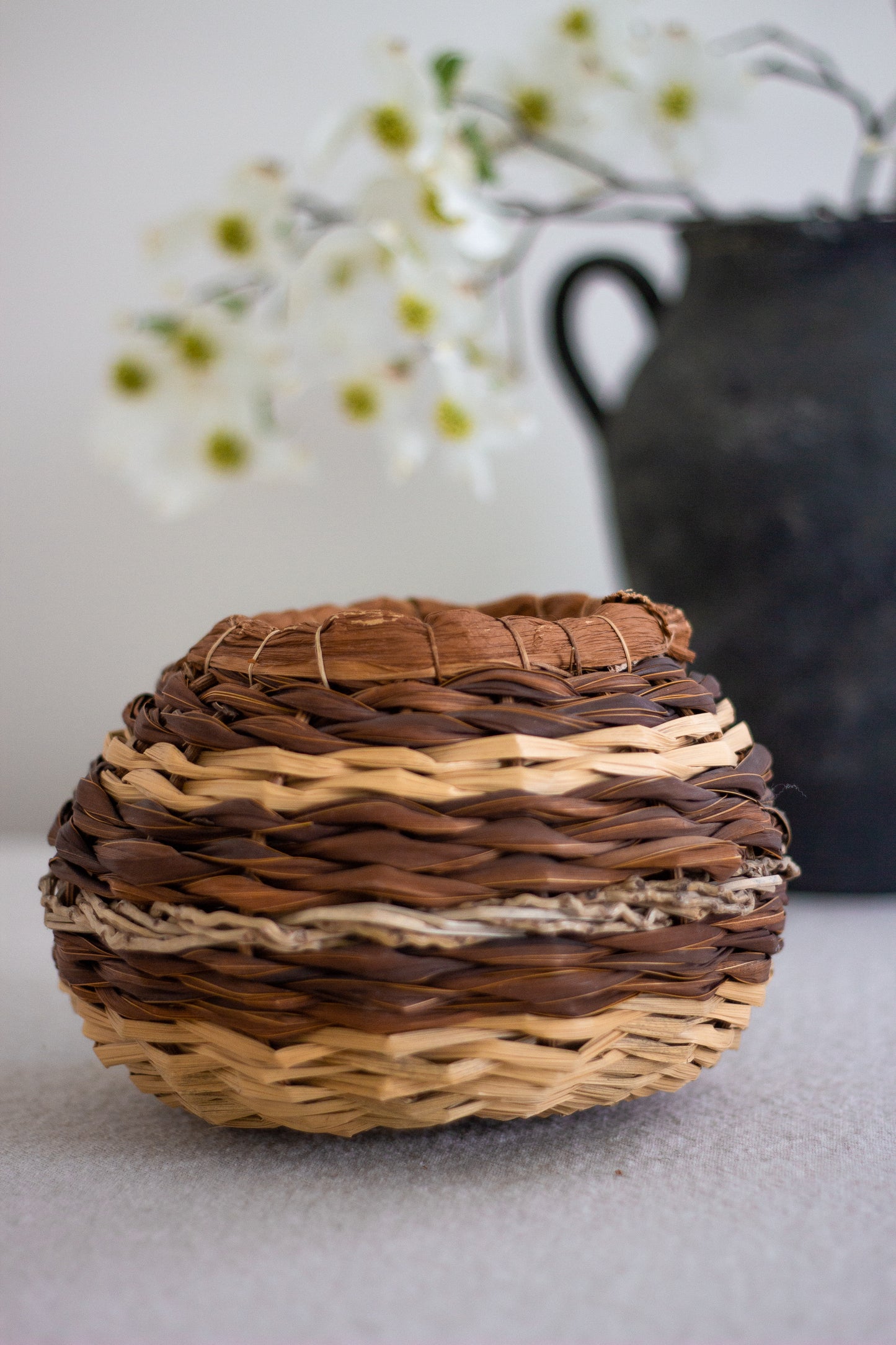 Round Woven Basket Vessel