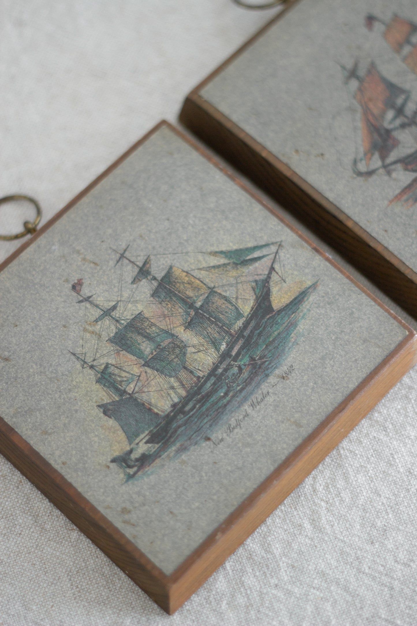 Antique Sailboat Art Plaques