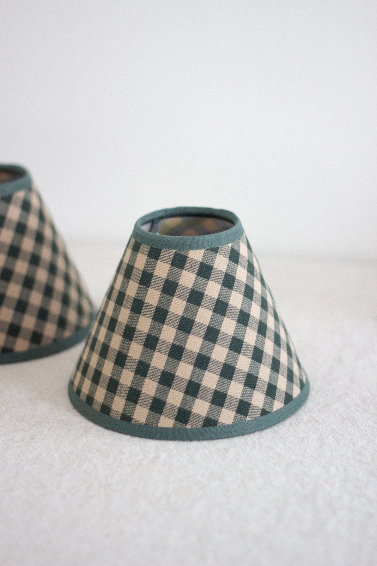 Miniature Fabric Lamp Shade Plaid Green | Children's Decor