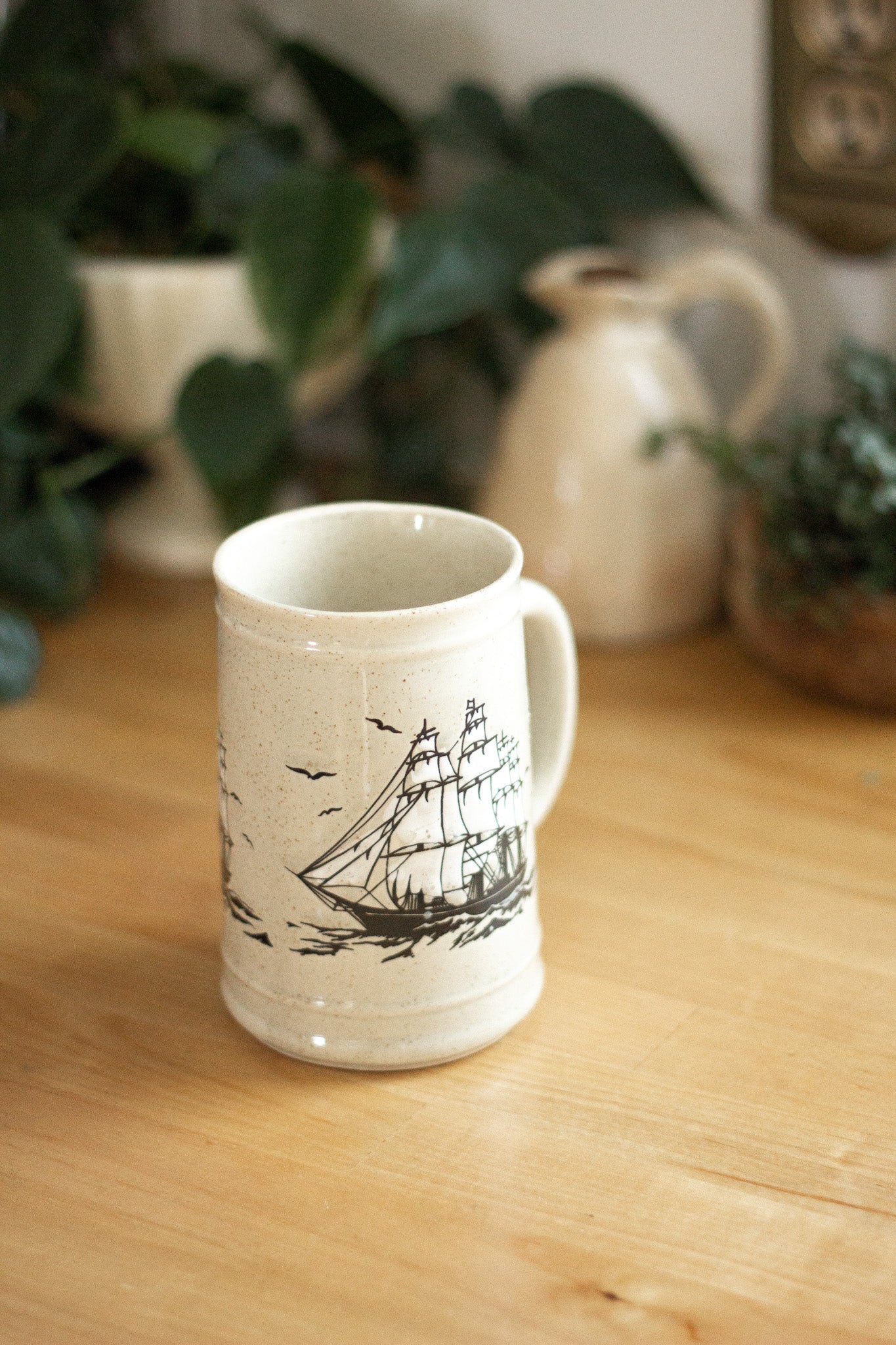 Tall Speckled Sailboat Mug