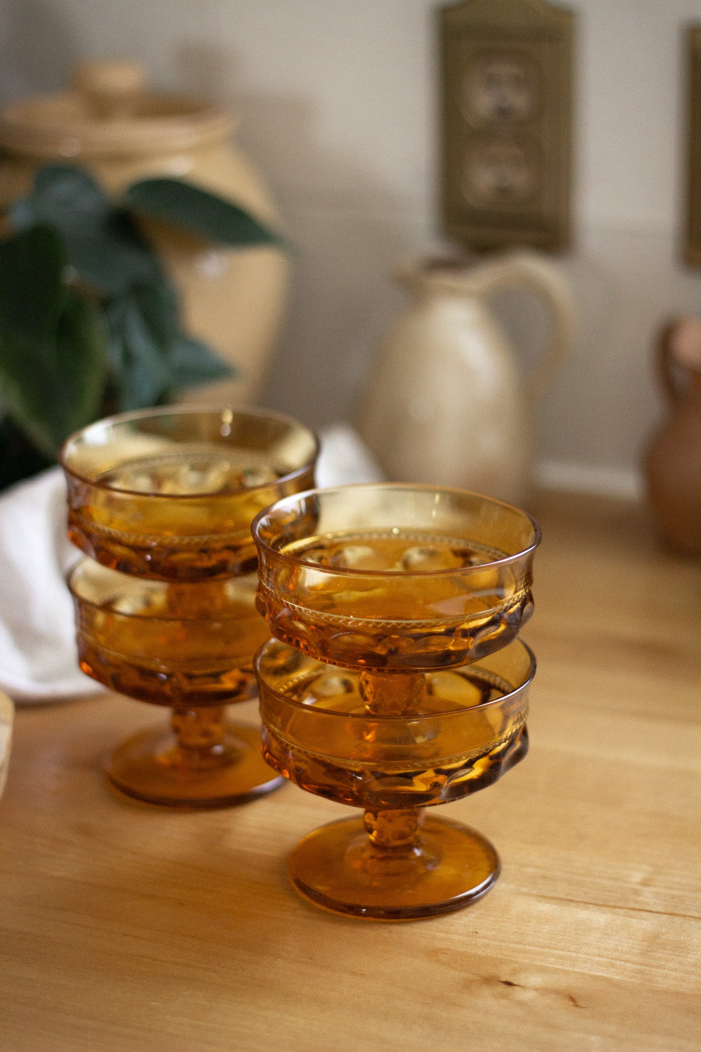 Antique Amber Dessert Goblets