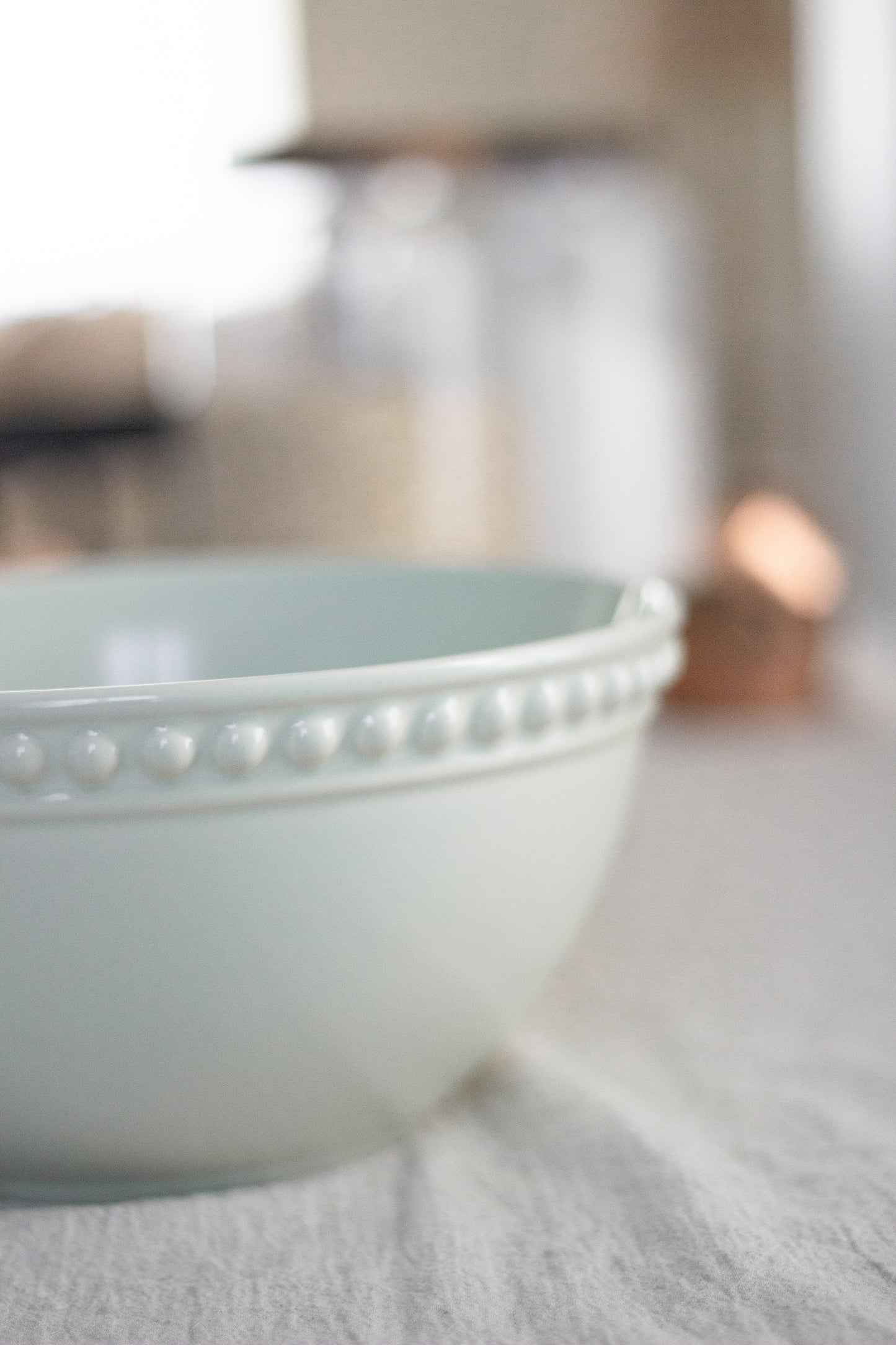 Mid Century Style Dotted Sage Bowl