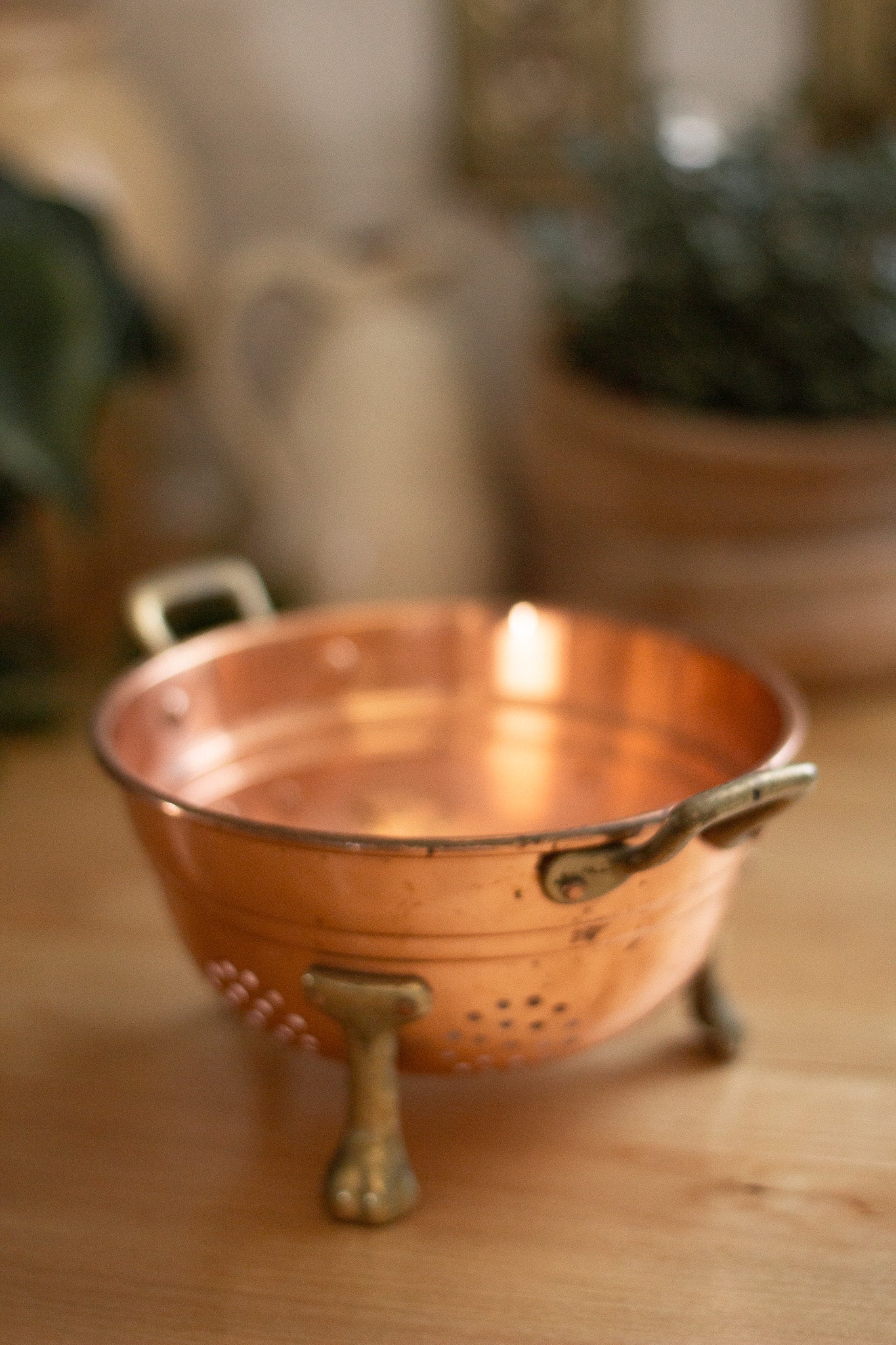 Small Antique Copper Colander