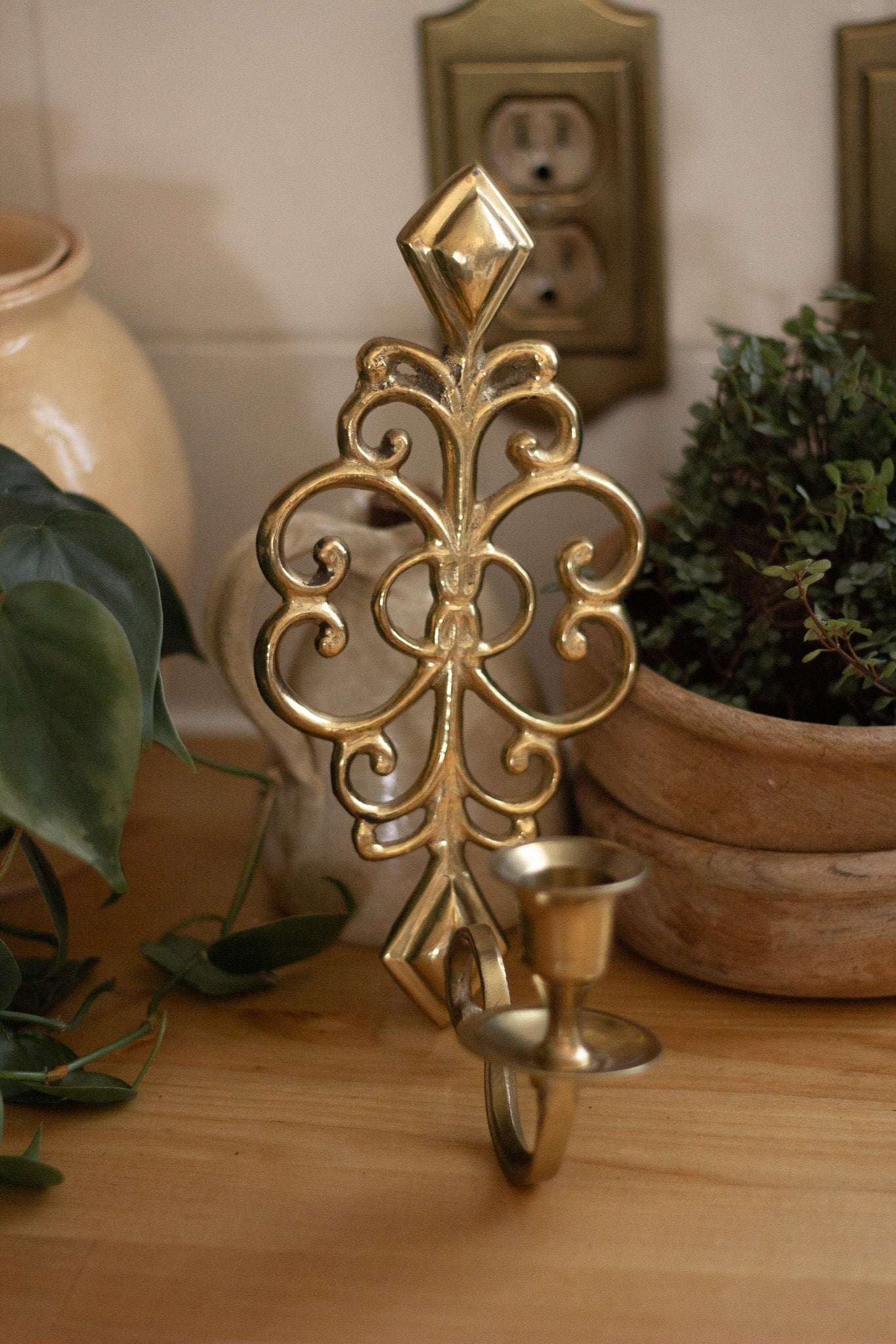Ornate Solid Brass Sconce