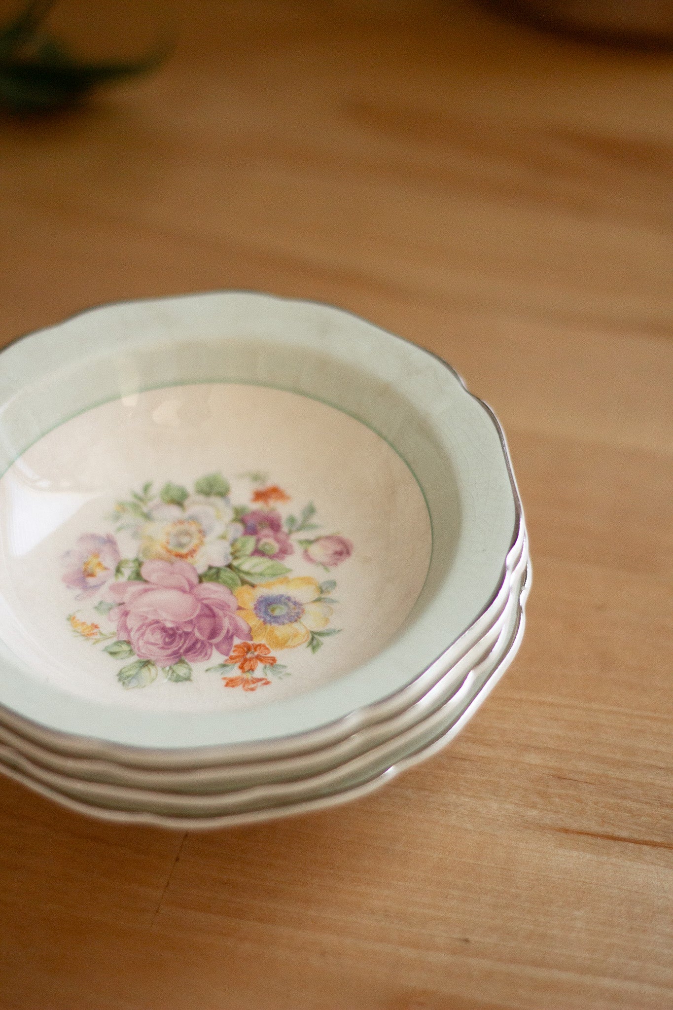 Vintage Serving Dishes in Sage Floral