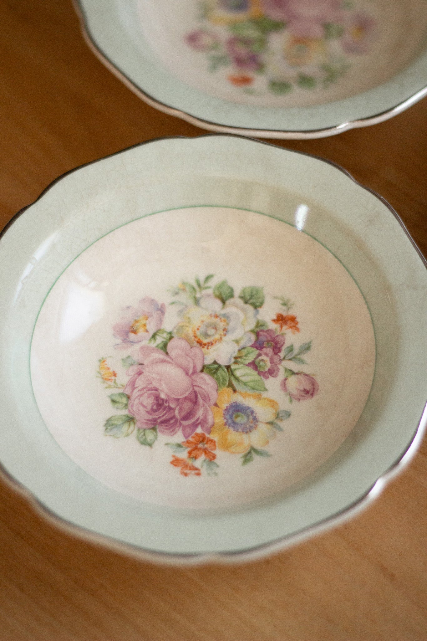 Vintage Serving Dishes in Sage Floral