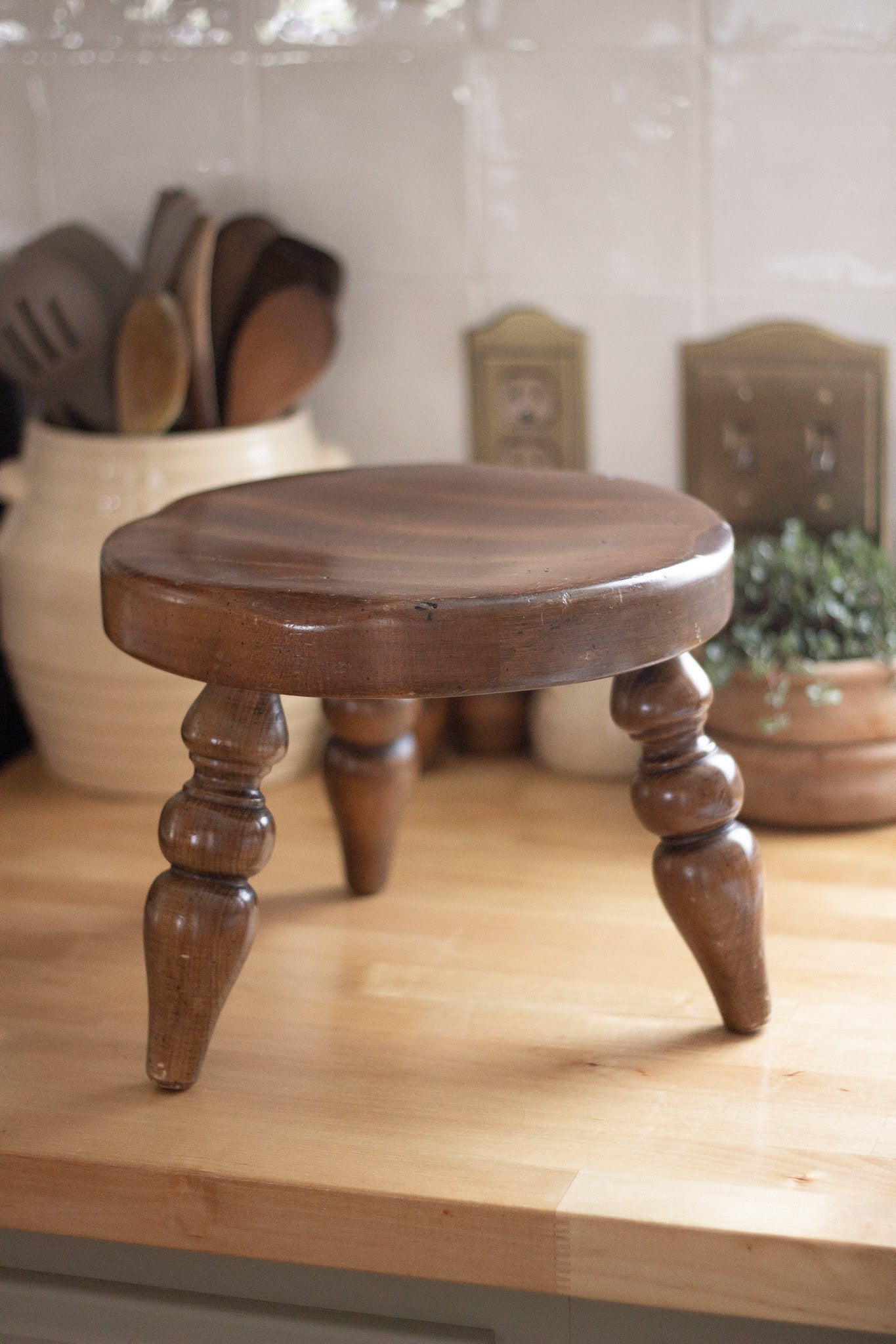 Solid Wood Spindle Milking Stool