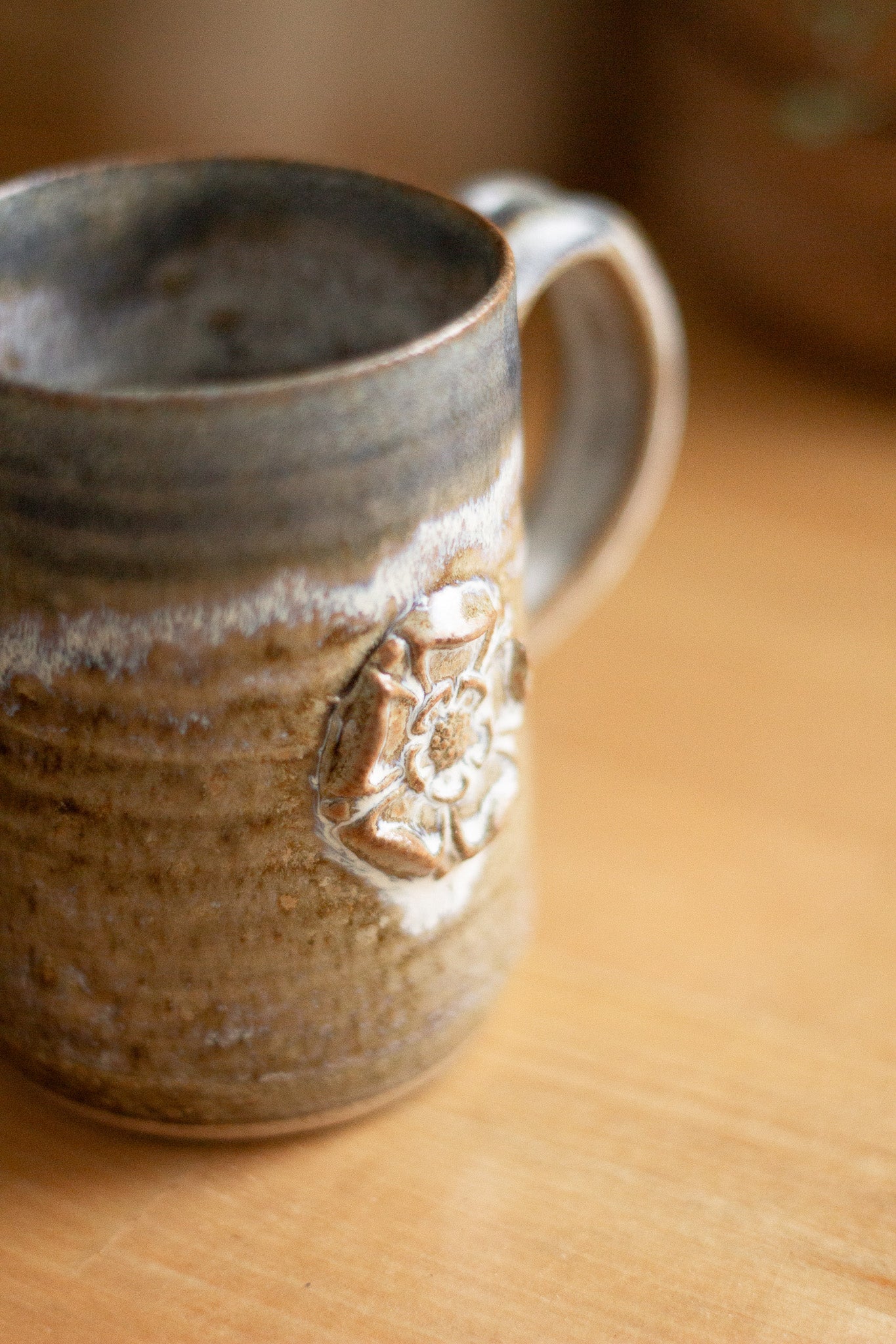 Pottery Mug with Flower