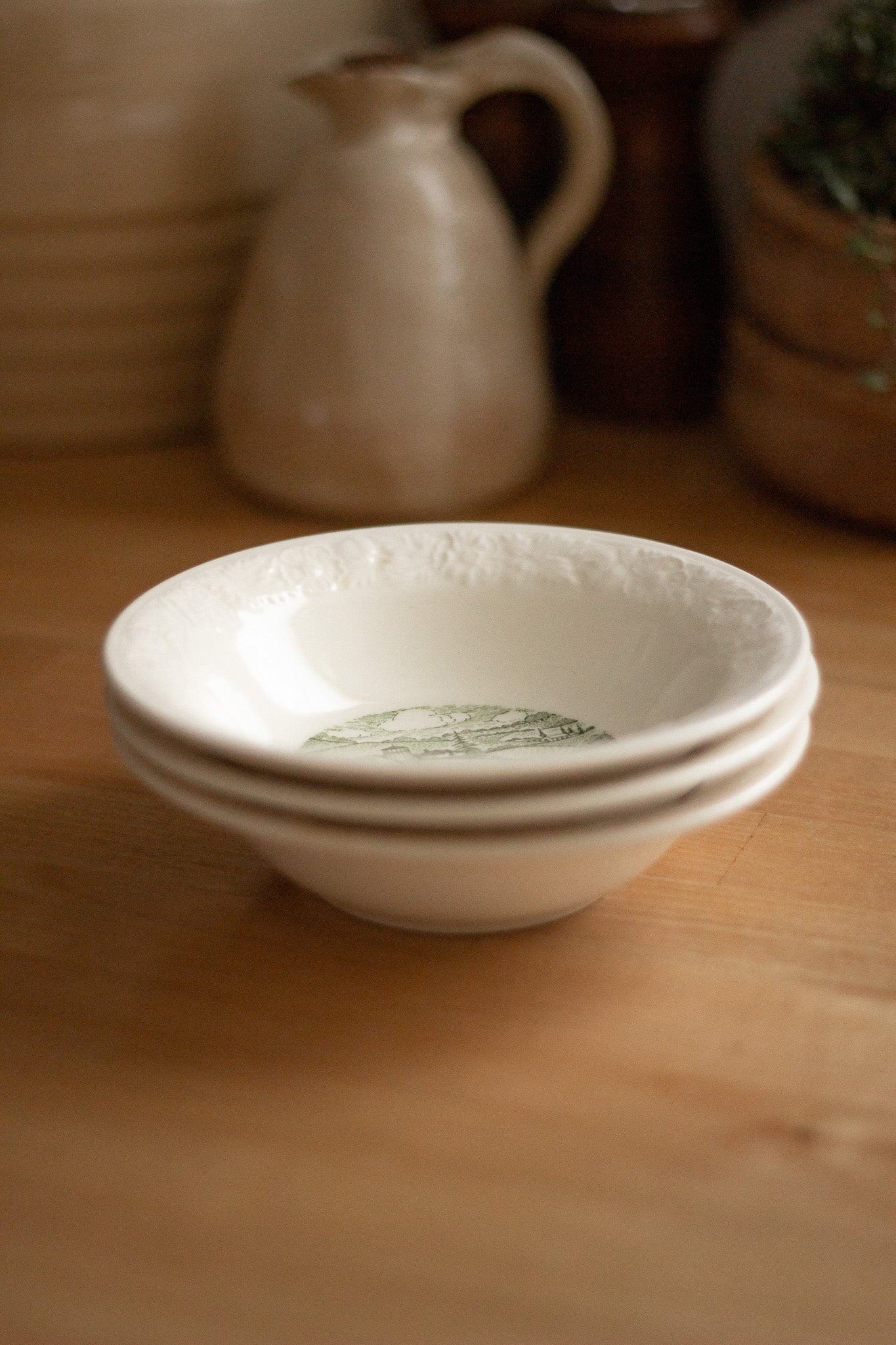 Vintage Serving Bowls | Cream + Green