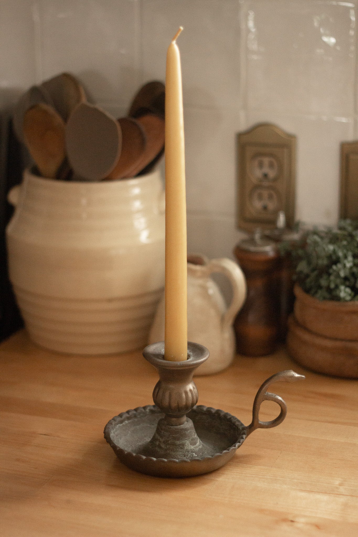 Solid Brass Candlestick w/ Handle