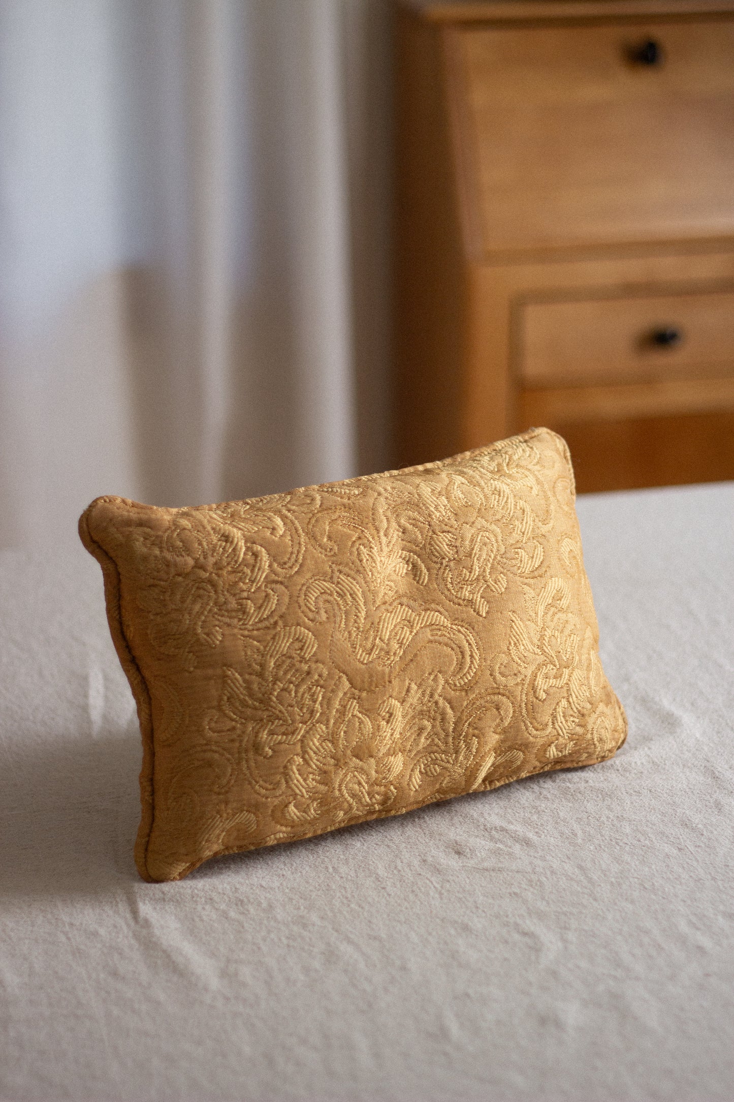Small Vintage Accent Pillow (Golden Yellow)