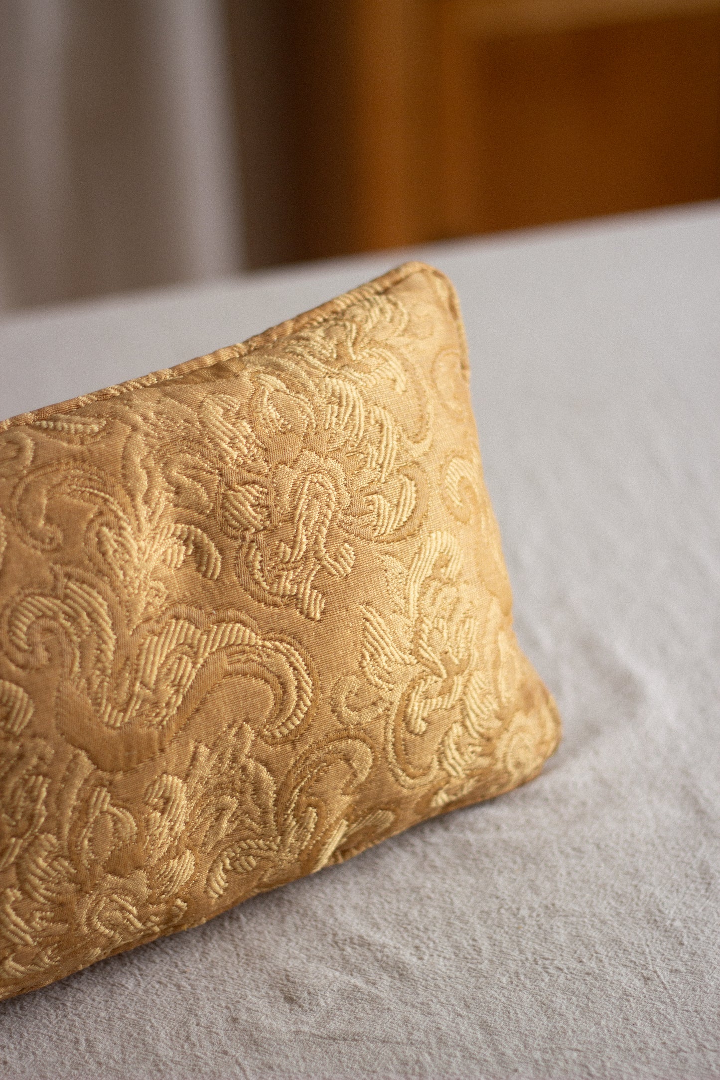 Small Vintage Accent Pillow (Golden Yellow)
