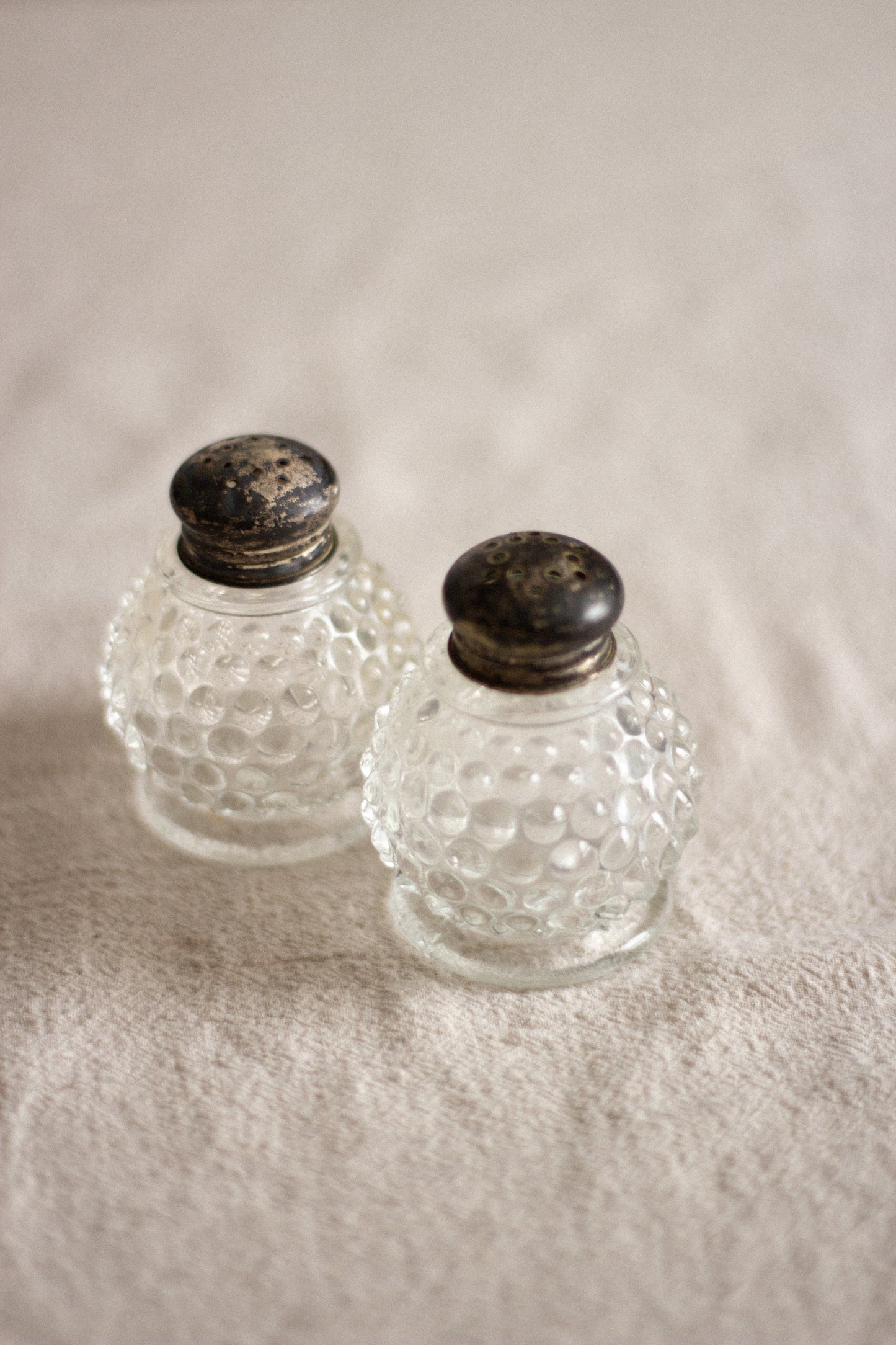 Vintage Hobnail Glass Salt & Pepper Shakers