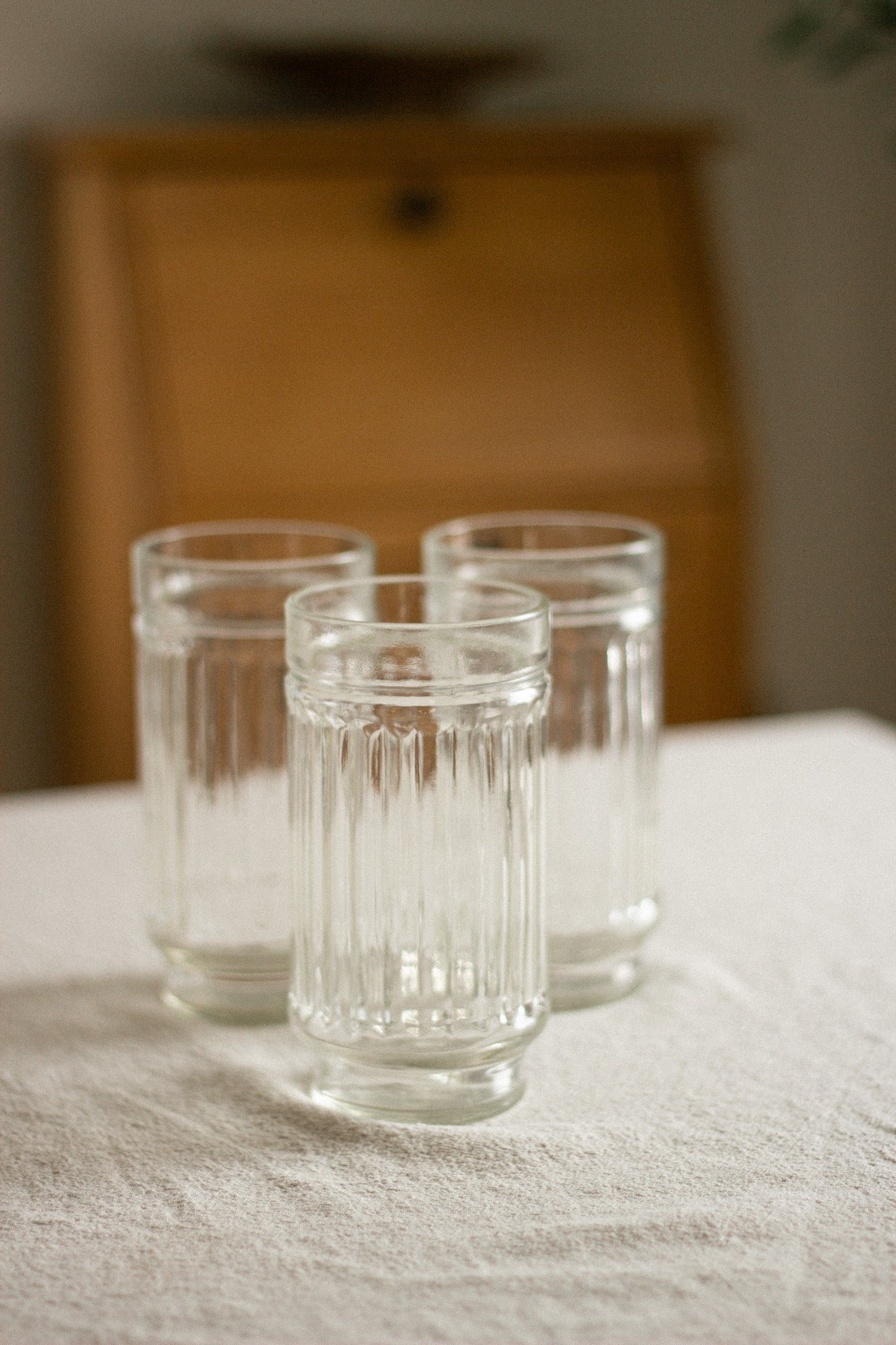 Vintage Ribbed Drinking Glasses (3pc)
