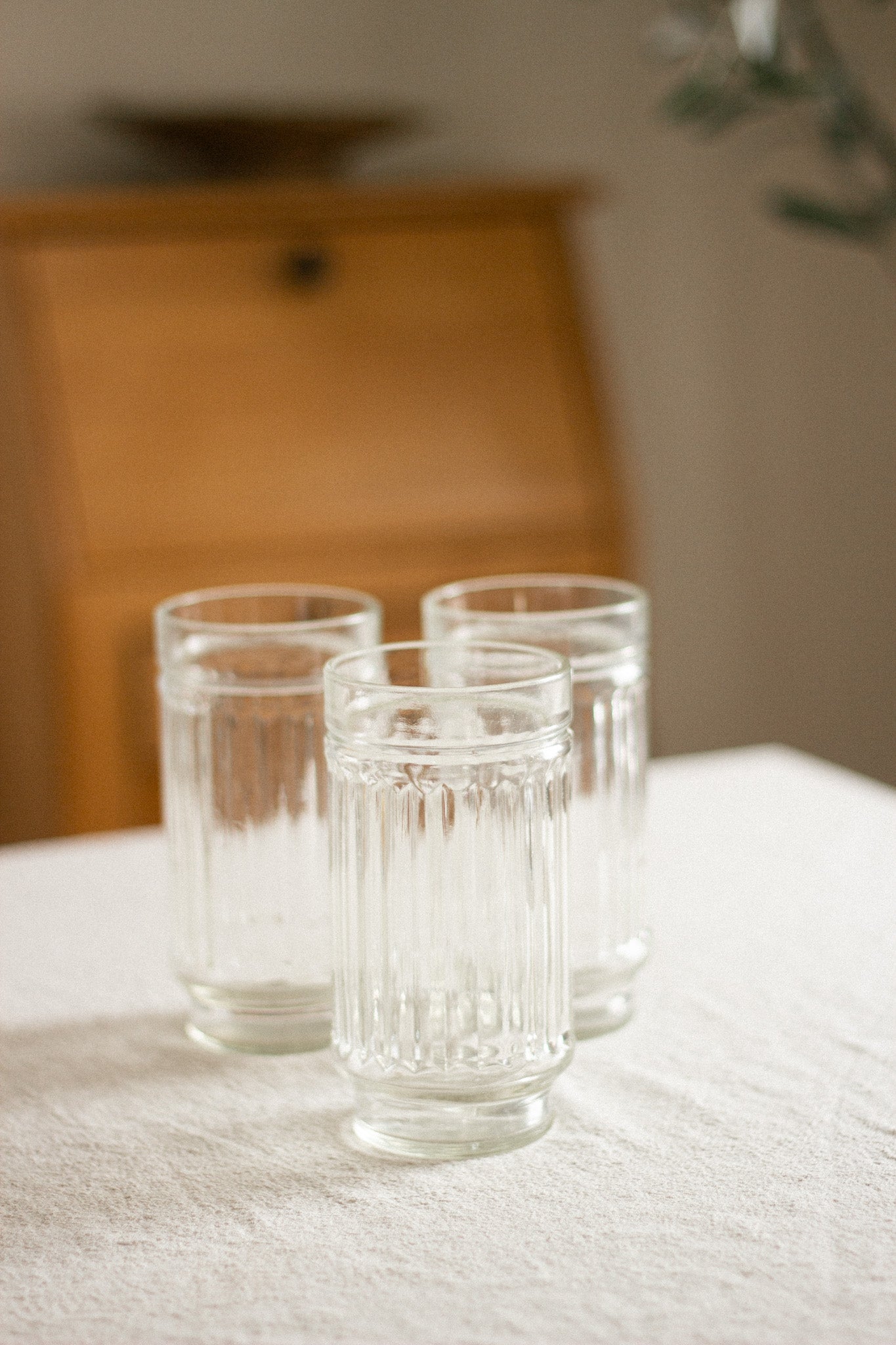 Vintage Ribbed Drinking Glasses (3pc)