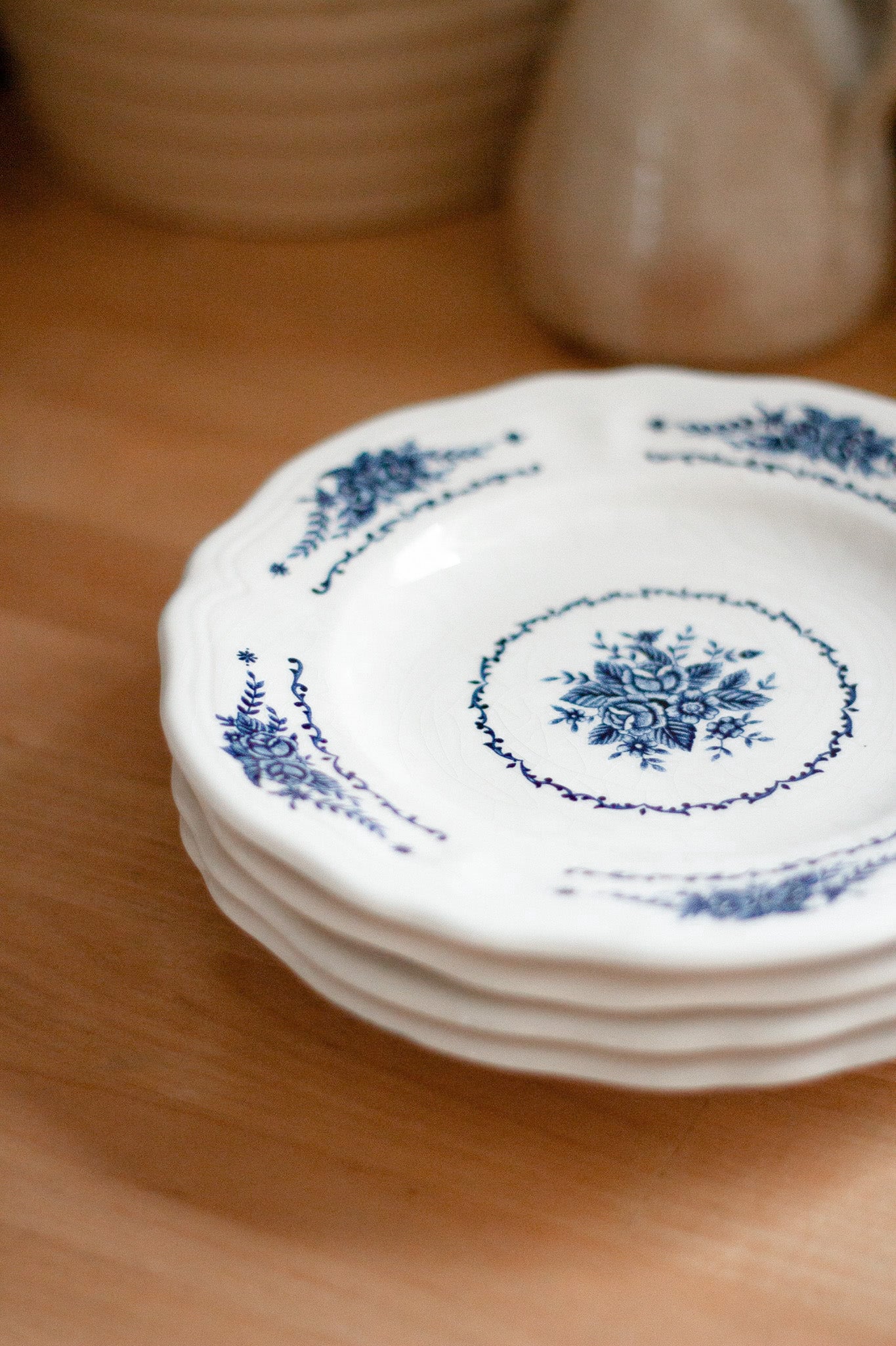 Blue Vintage Floral Plates 4pc