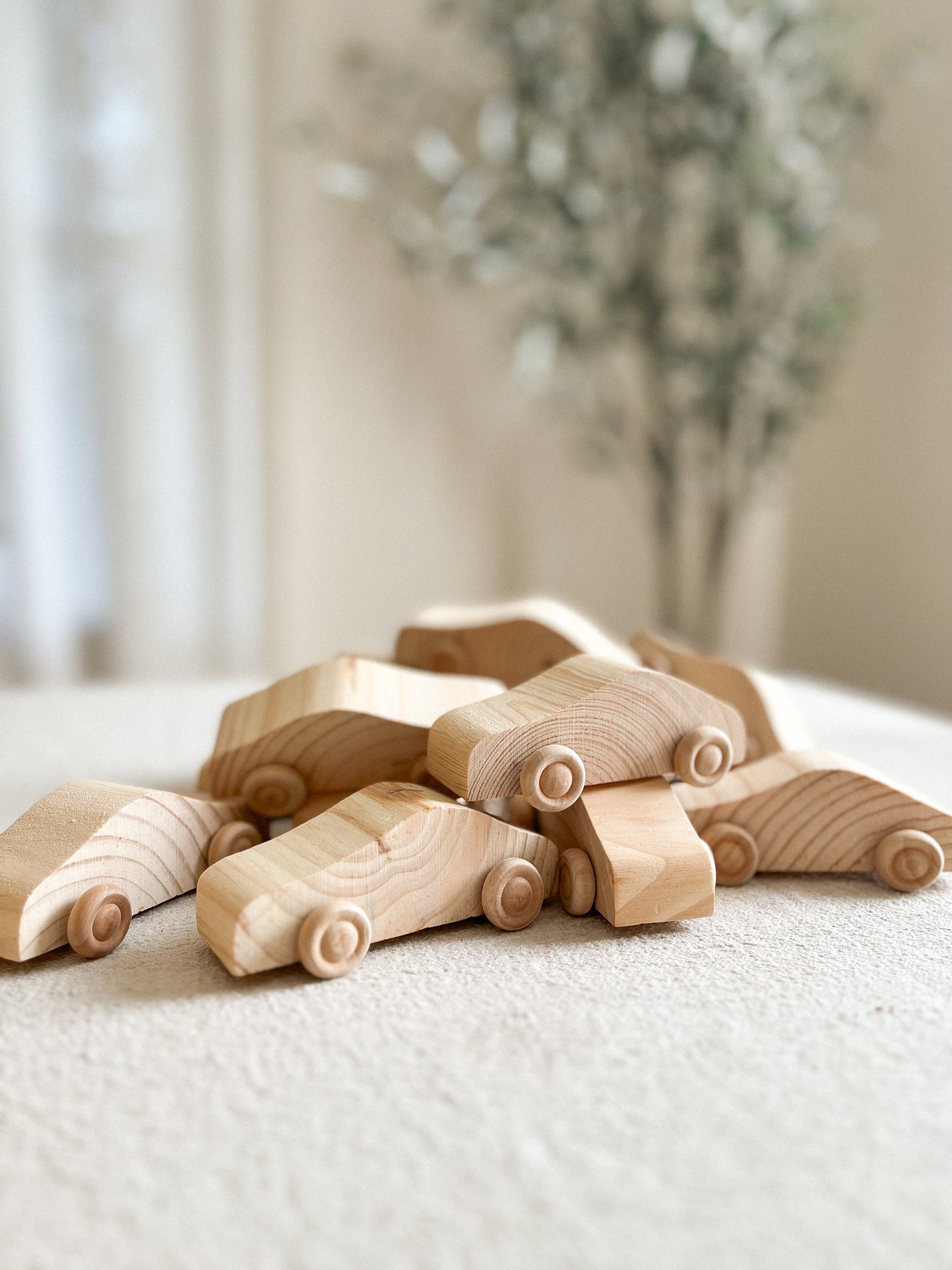 Natural Wood Toy Cars 12pc