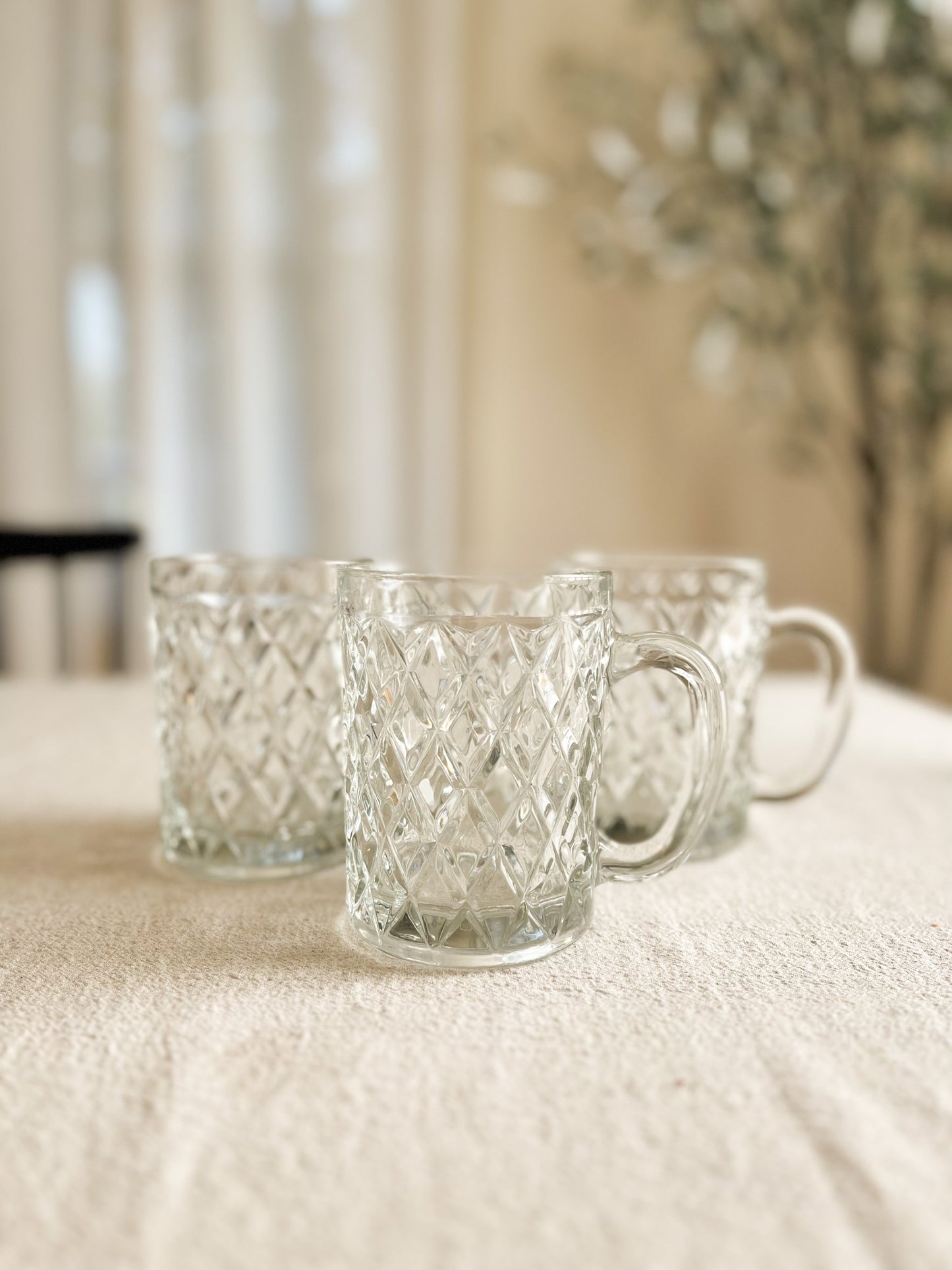 Vintage Glass Cup/Mug Set 3pc