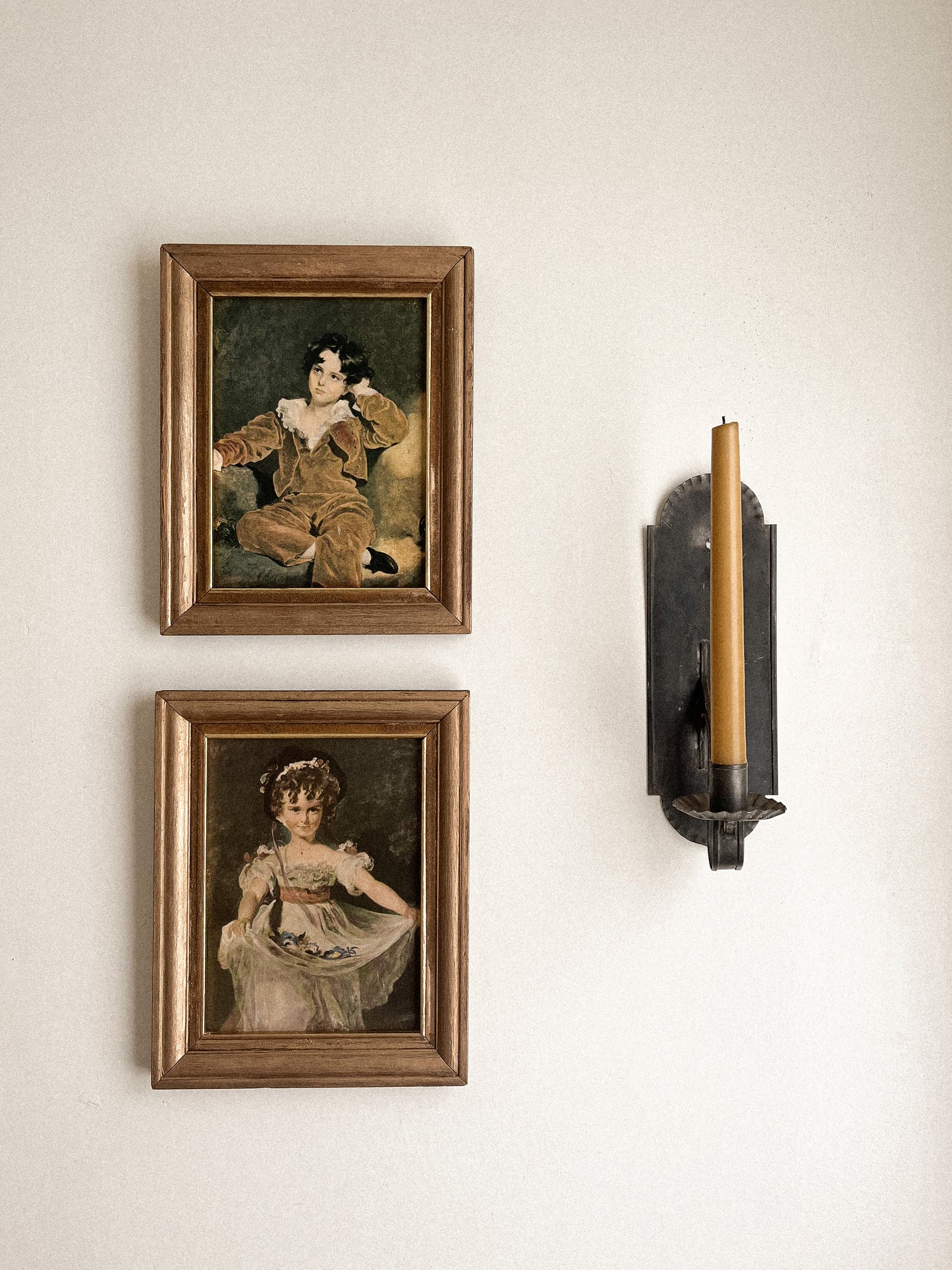 Vintage Art - Framed Girl & Boy (Separate)